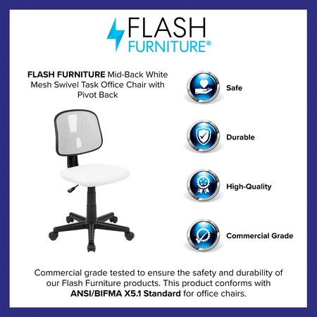 Flash Furniture Pivot Back White Mesh Chair LF-134-WH-GG